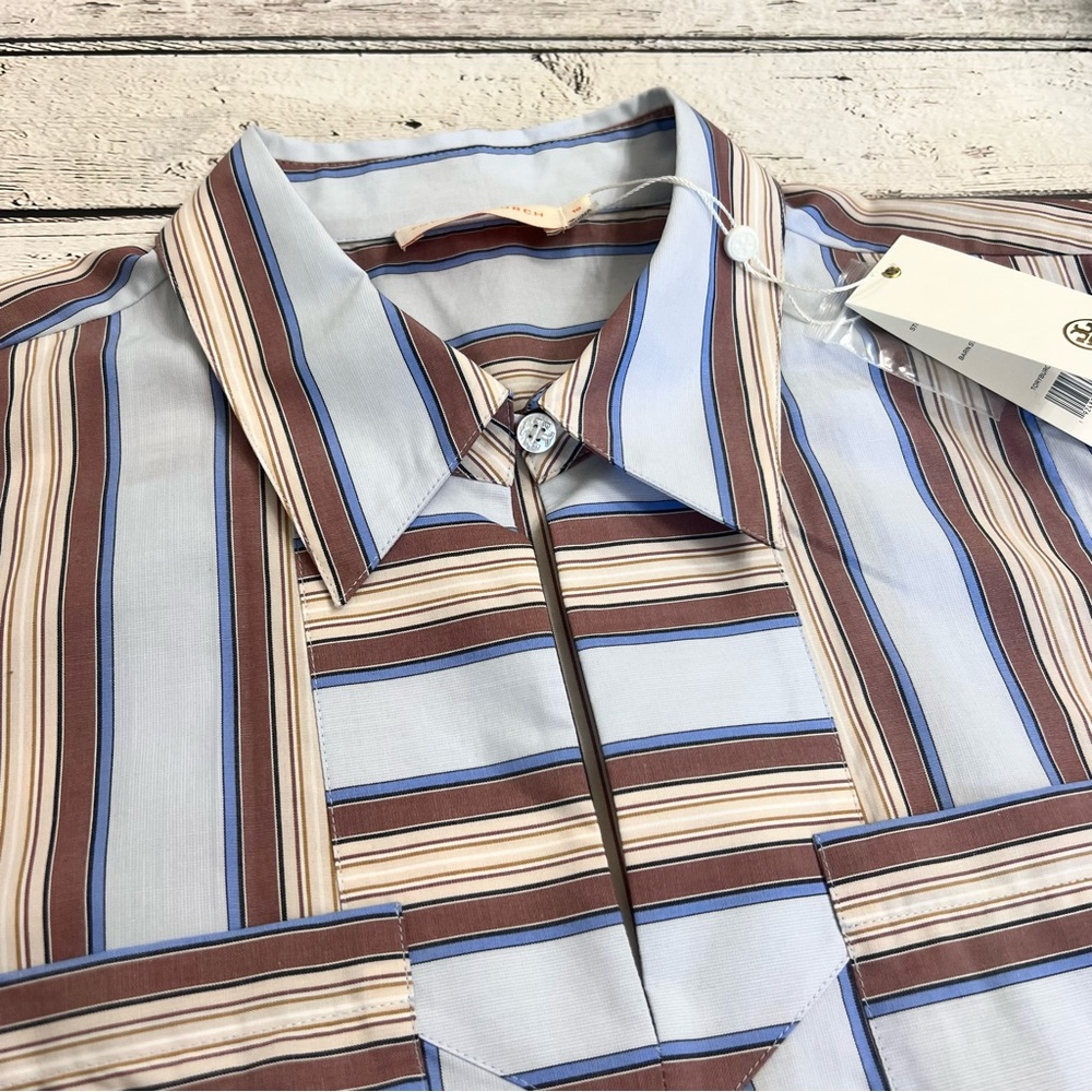 NWT Tory Burch TB Striped Cotton Casual Top size 10 - Picture 10 of 14